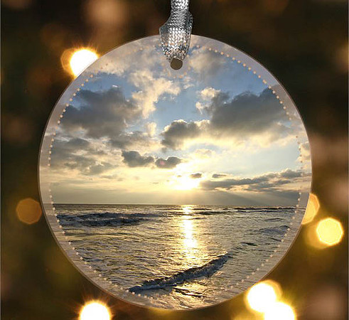Atlantic ~ Image on both sides of Metal Ornament complete w red ribbon & sash