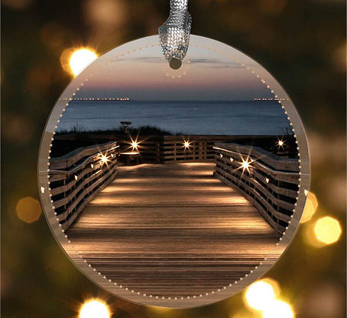 First Landing Walk ~ Image on both sides of Metal Ornament complete w red ribbon & sash