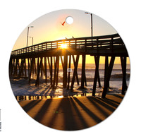 Morning Lineup ~Image on both sides of Metal Ornament complete w red ribbon & sash