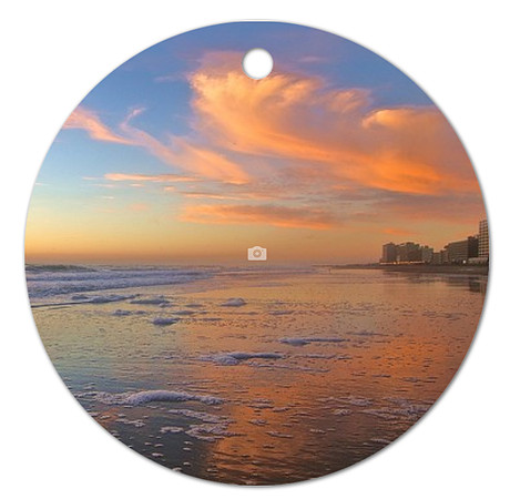 Morning Pastels ~Image on both sides of Metal Ornament complete w red ribbon & sash
