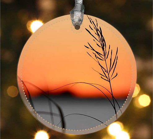 Simple Pleasures ~ Image on both sides of Metal Ornament complete w red ribbon & sash