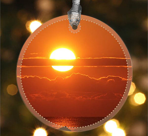 Rudee Inlet ~ Image on both sides of Metal Ornament complete w red ribbon & sash