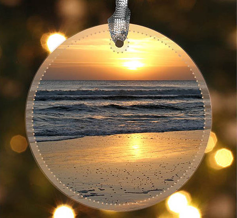 Morning Warmth ~ Image on both sides of Metal Ornament complete w red ribbon & sash