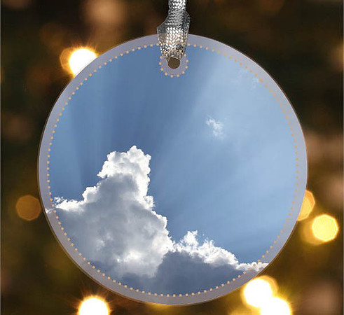 Heaven Sent ~ Image on both sides of Metal Ornament complete w red ribbon & sash