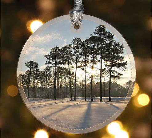 Powder Lines ~ Image on both sides of Metal Ornament complete w red ribbon & sash