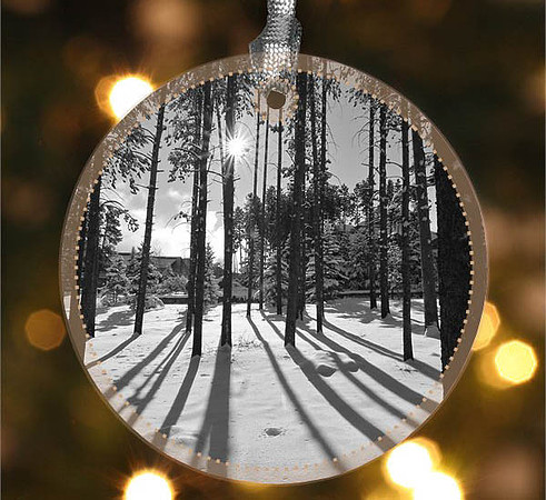 Snow Lines ~ Image on both sides of Metal Ornament complete w red ribbon & sash