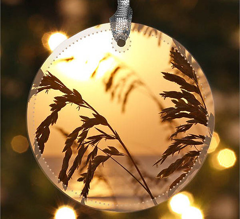 Golden Light ~ Image on both sides of Metal Ornament complete w red ribbon & sash