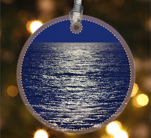 Moon Glow ~ Image on both sides of Metal Ornament complete w red ribbon & sash